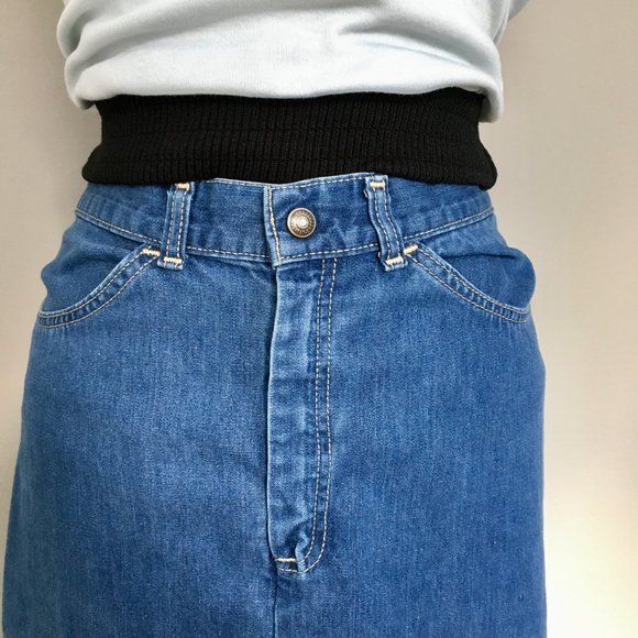 Vtg 70s Levi's High Waisted Orange Tab Denim Skirt - Picture 4 of 12
